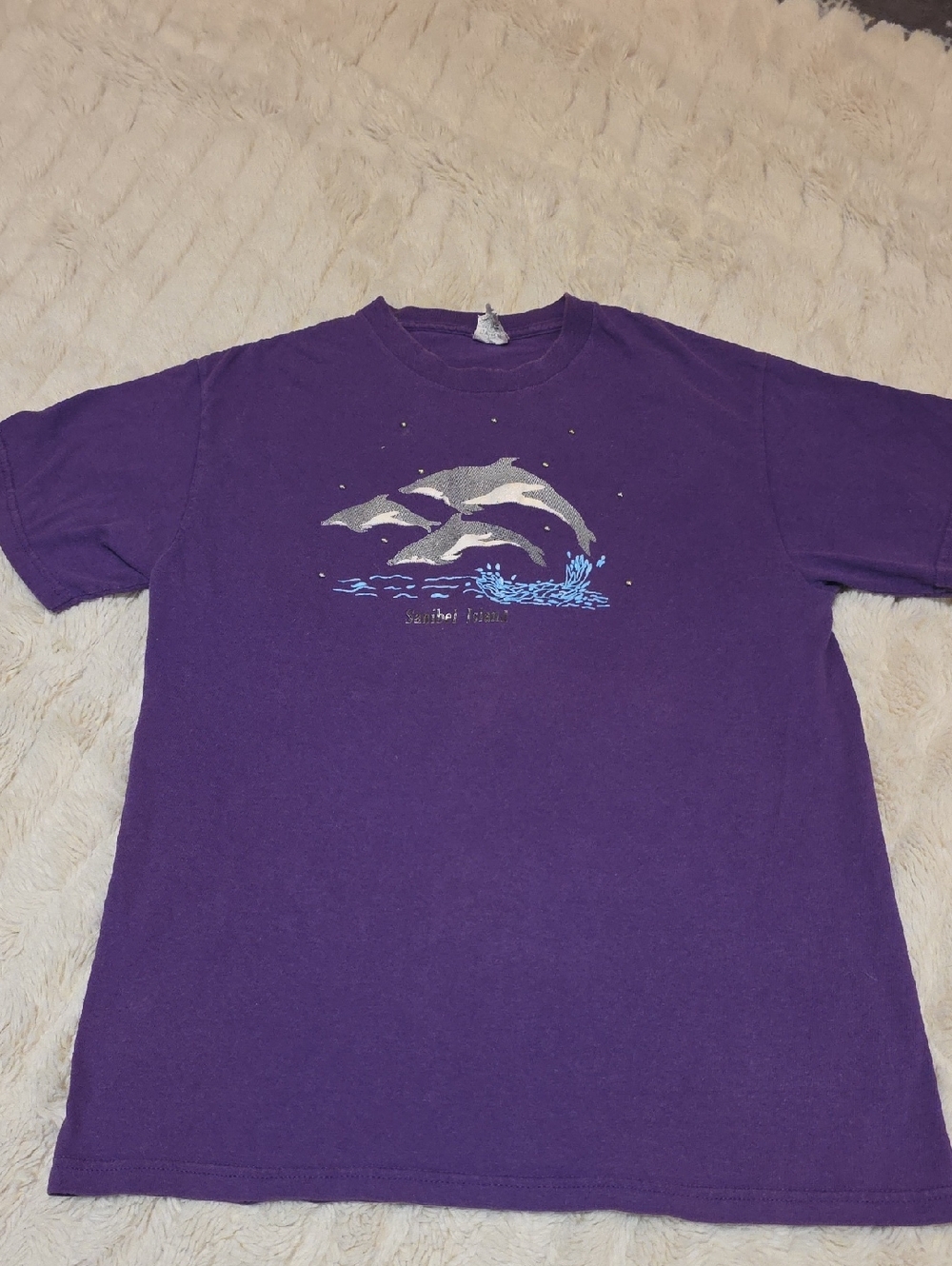 Delta Purple Crewneck Tee with Pro Weight Tag Sanibel Island